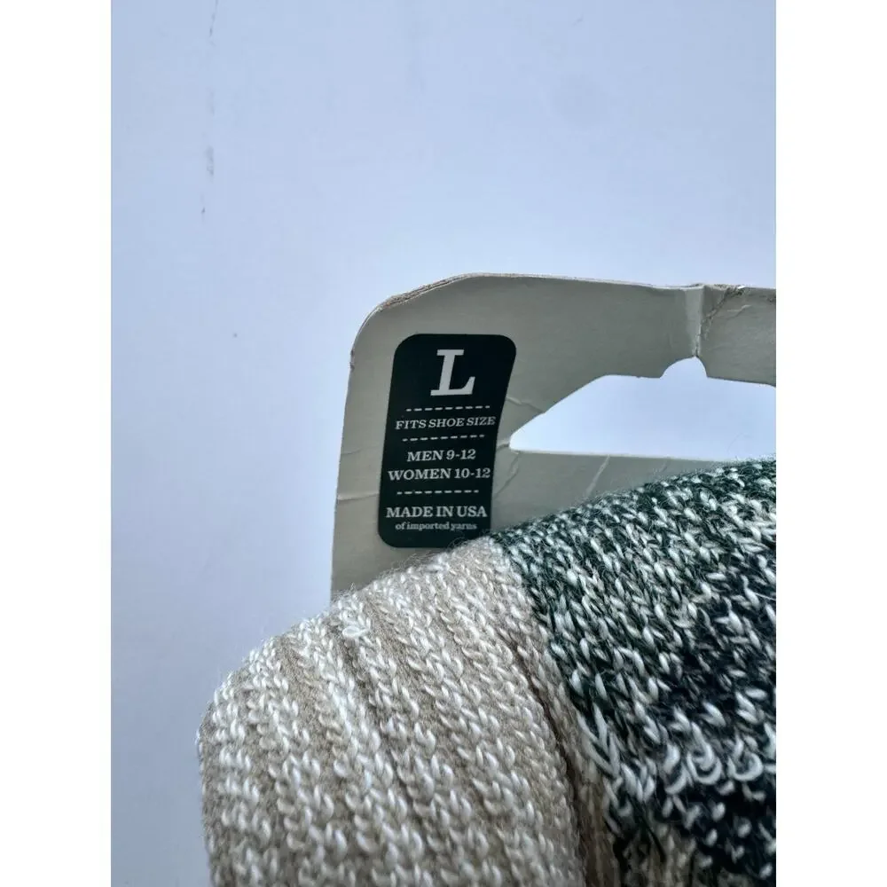 LL Bean Merino Wool Boot Socks Men's 9-12 Dark Khaki USA Made Hiking Camping